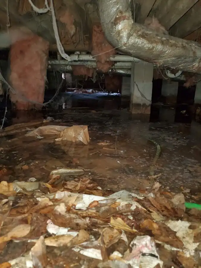 Crawl space flood assessment for Commercial Water Damage Restoration in East Highland Park