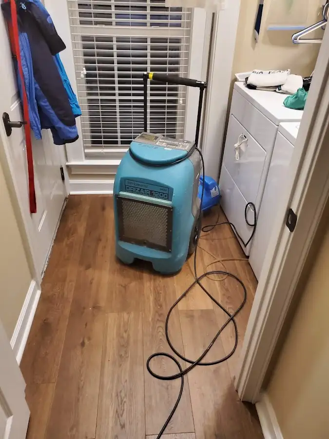 Commercial dehumidifier deployed for Flood Damage Cleanup in East Highland Park